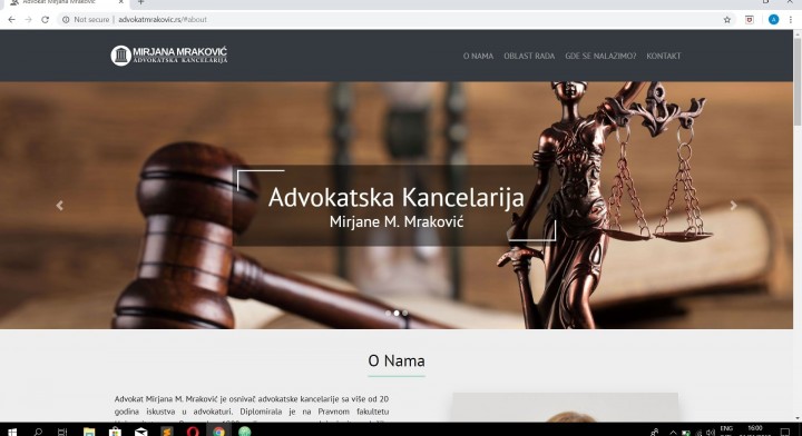 Websajt za Advokatsku kancelariju Mirjane Mrakovic